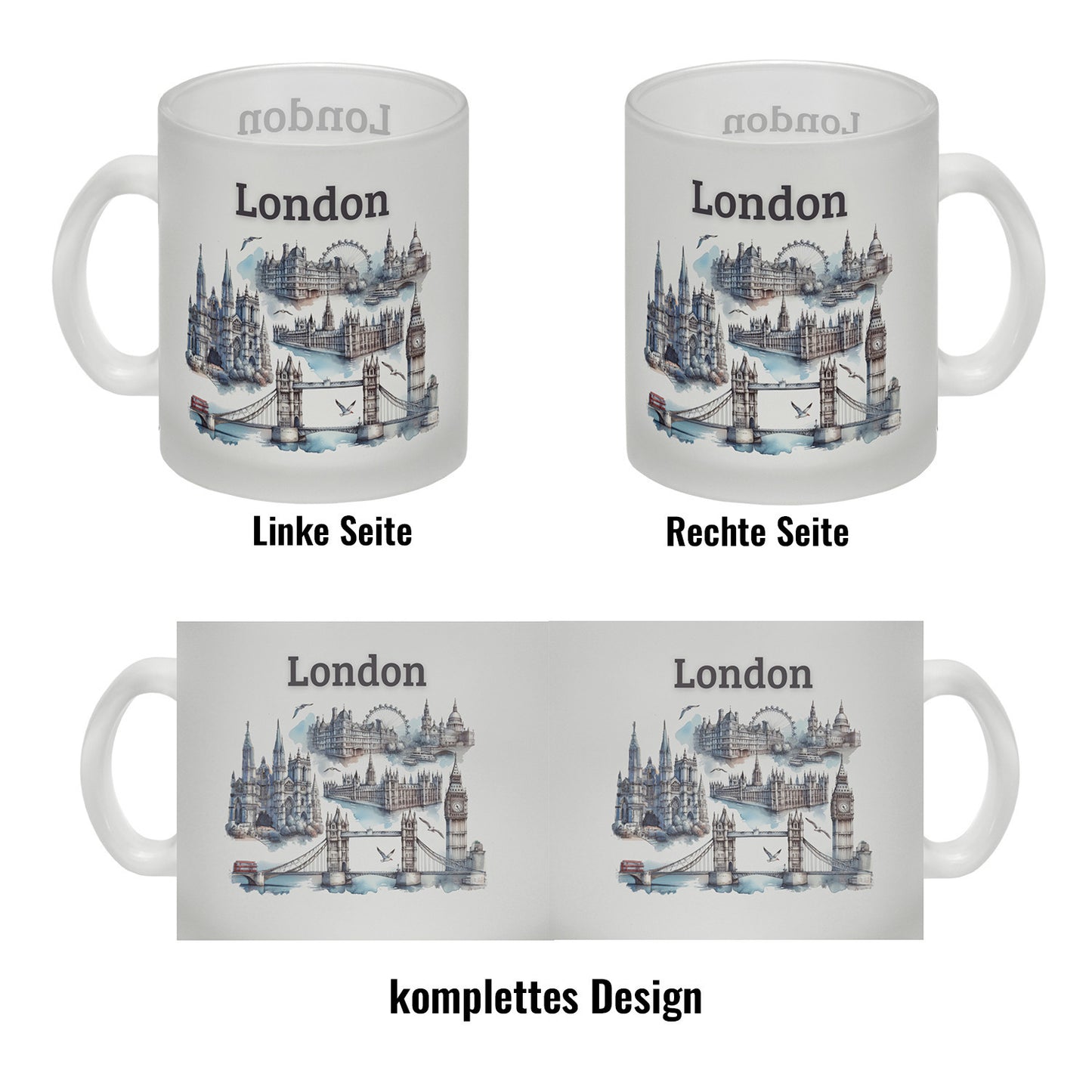 Skyline London Glas Tasse mit Spruch London