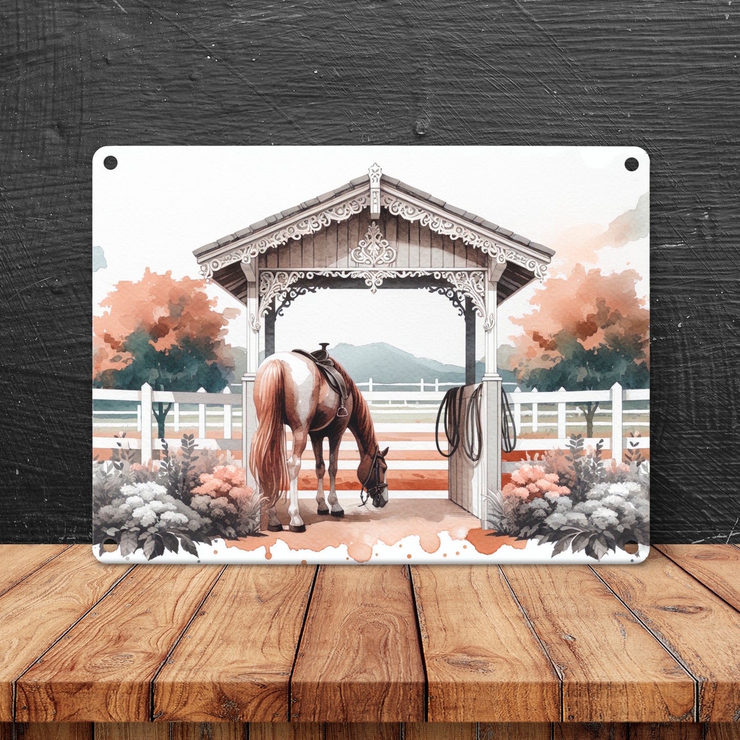 Geschecktes Westernpferd Metallschild in 15x20 cm