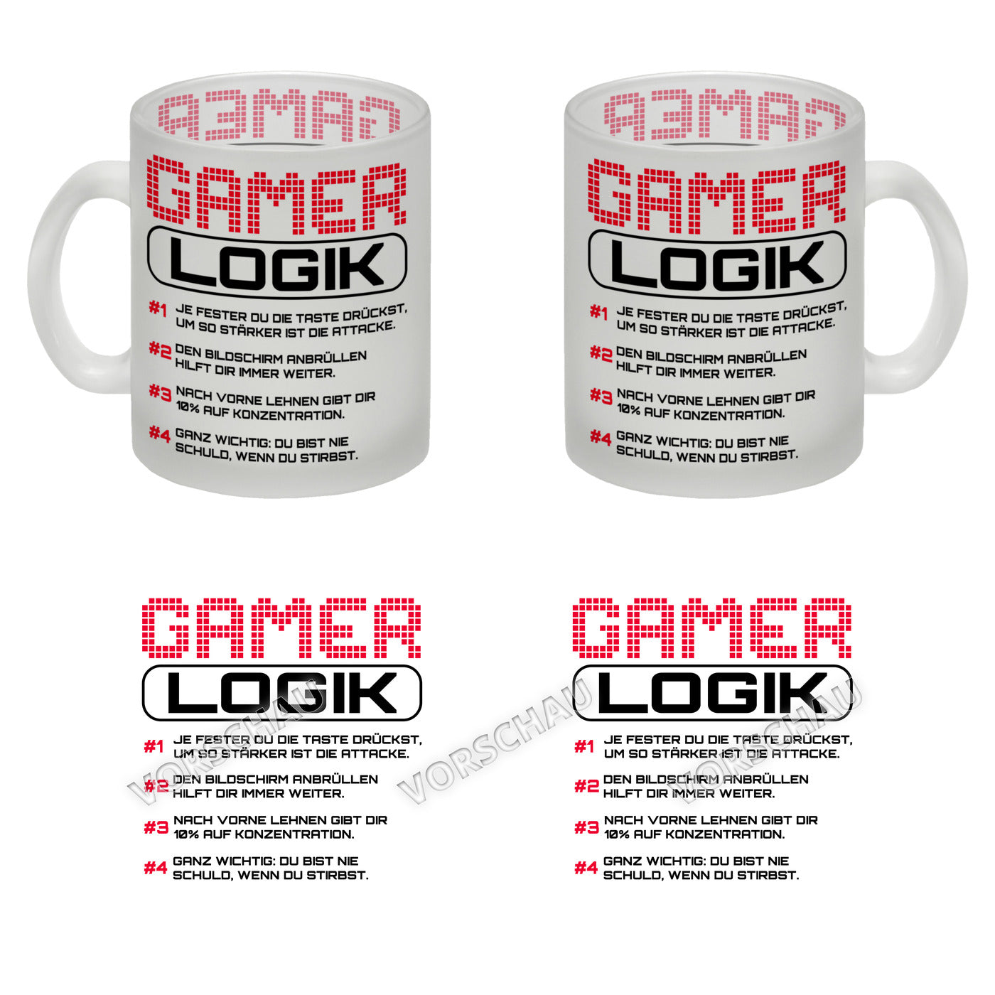 Gamer Logik Glas Tasse in rot