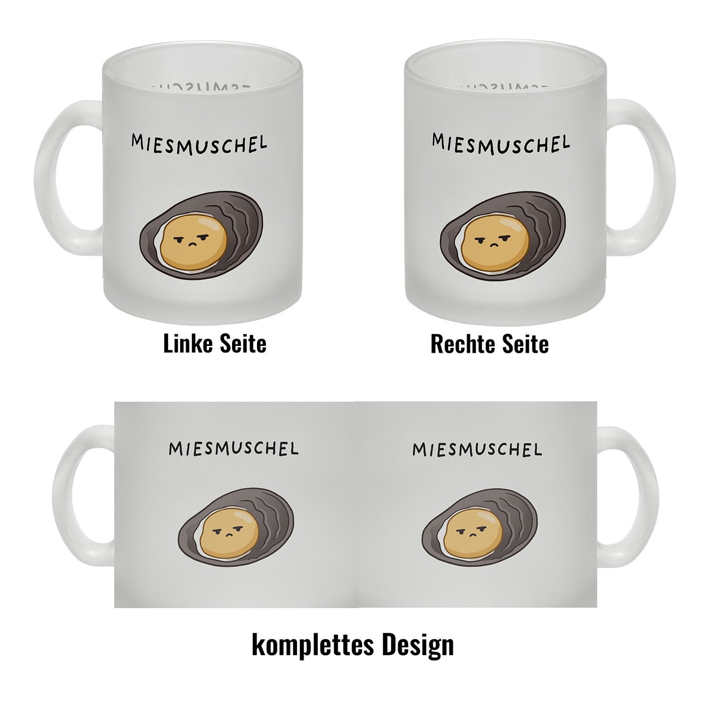 Jelly & Friends Muschel Glas Tasse mit Spruch Miesmuschel