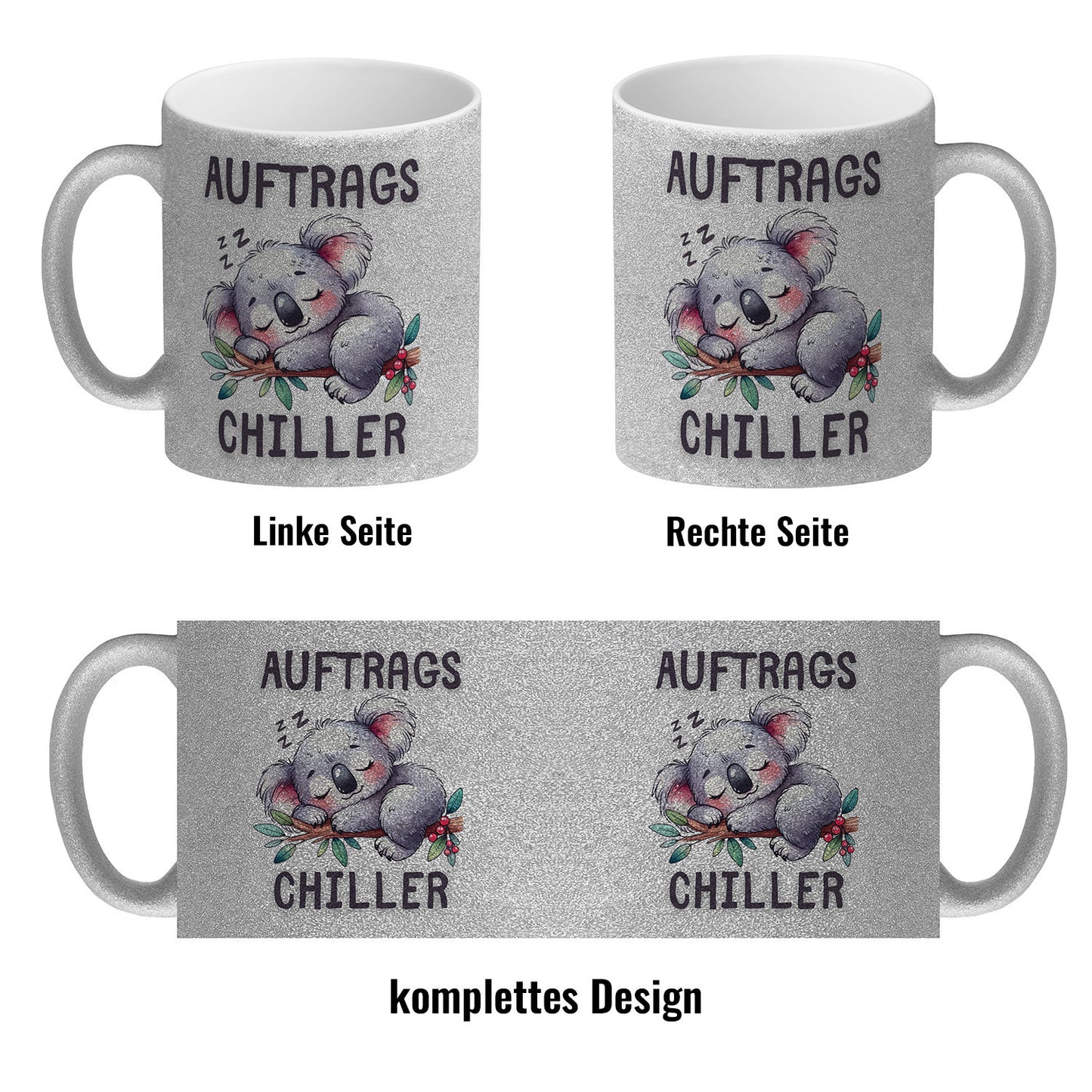 Koala Auftragschiller Glitzer-Kaffeebecher