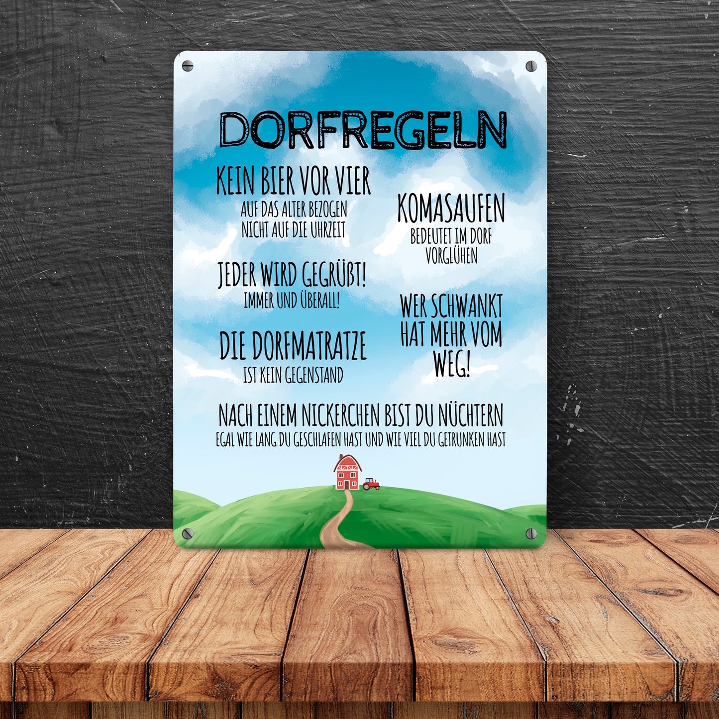 Dorfregeln für Dorfkinder Metallschild in 15x20 cm