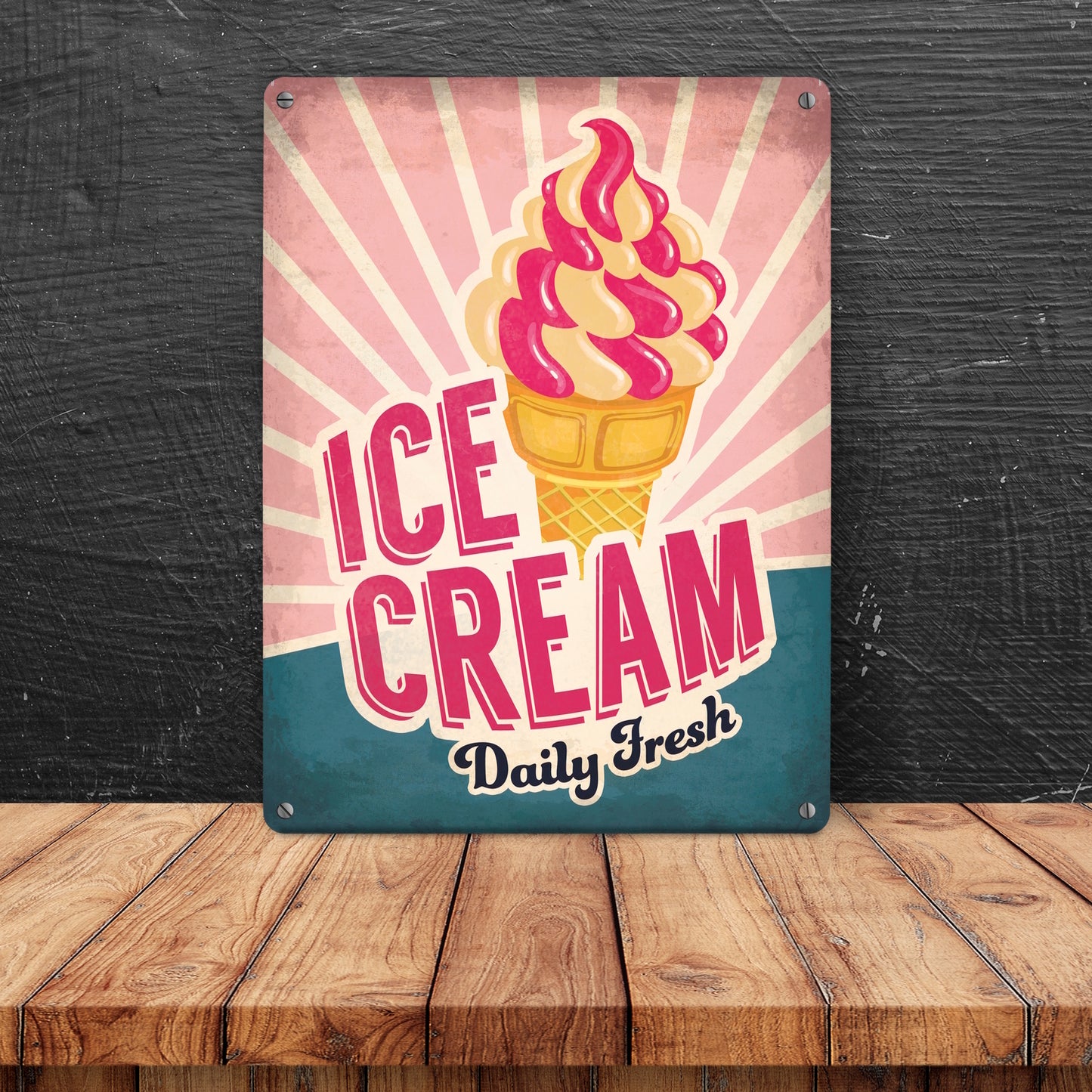 Metallschild XL mit American Diner Classics - Ice Cream Motiv