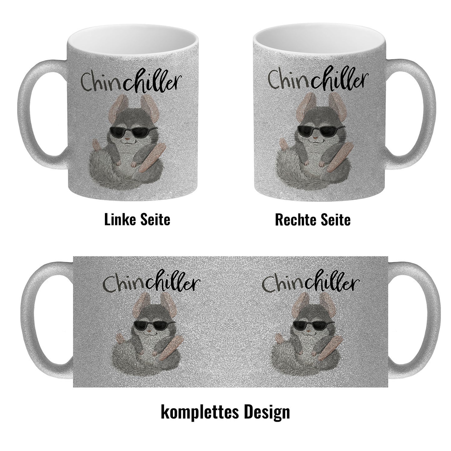 Chinchilla Glitzer-Kaffeebecher mit Spruch Chinchiller