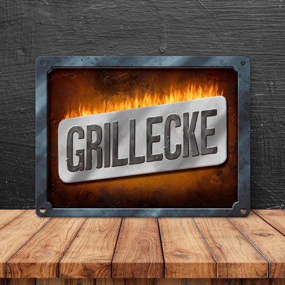 Grillecke Metallschild