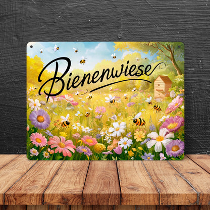 Bienenwiese Metallschild XL in 21x28 cm