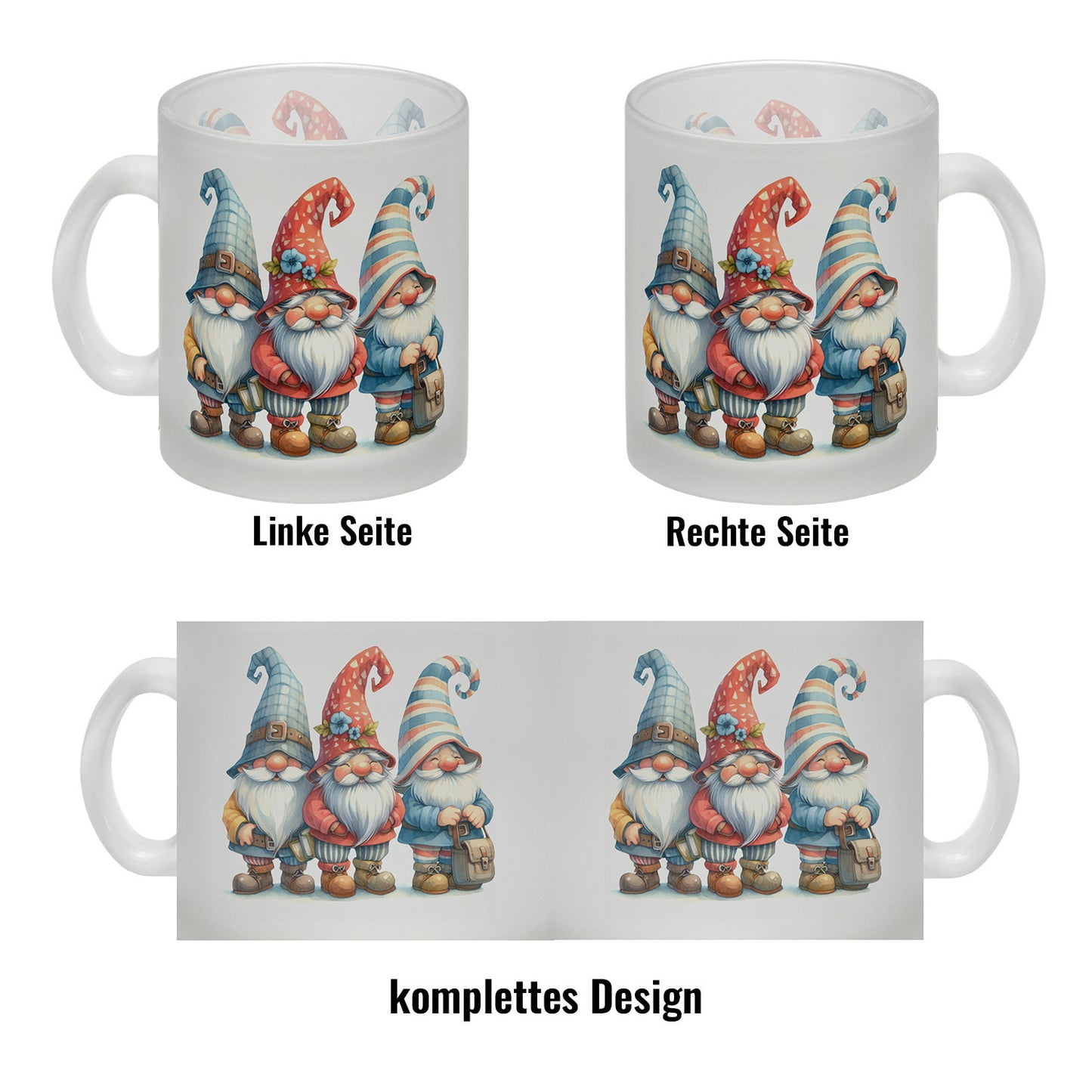 Kobolde mit bunten Mützen Glas Tasse