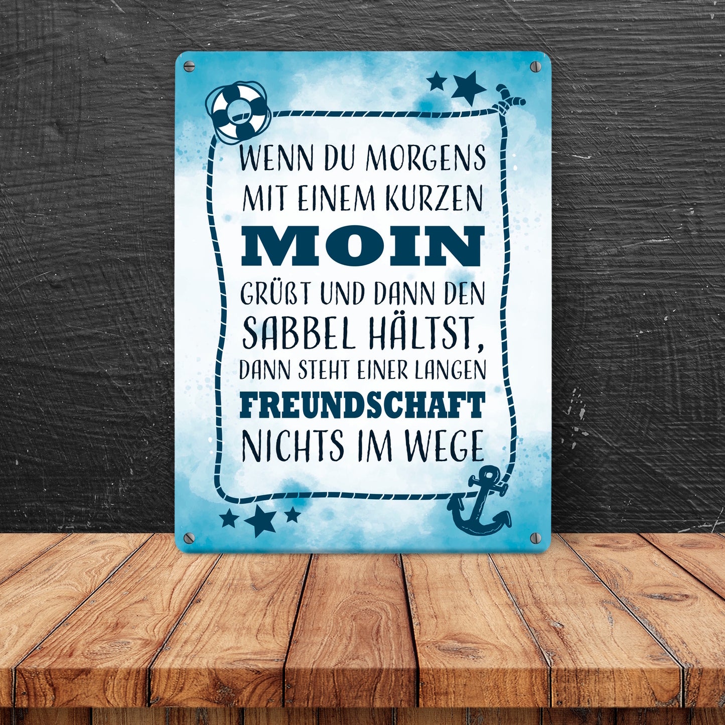 Metallschild XL in 21x28 cm mit lustigem Spruch zu Freundschaft - Moin