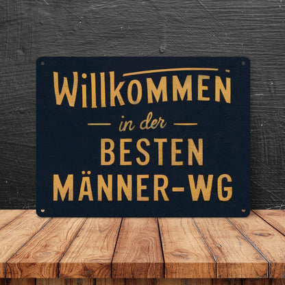 Willkommen in der besten Männer-WG Metallschild XL in 21x28 cm