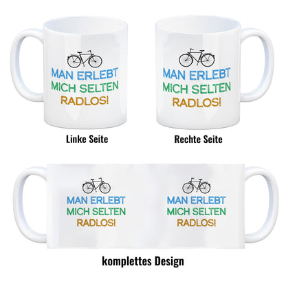 Man erlebt mich selten radlos Kaffeebecher mit Fahrrad Motiv