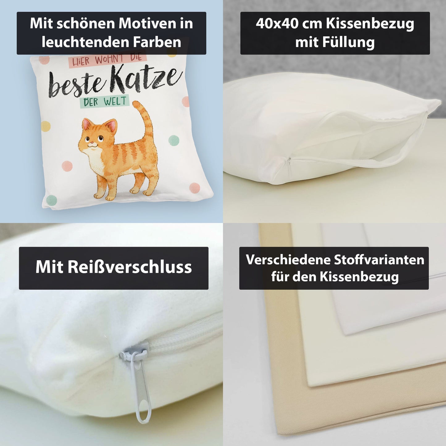 Beste Katze der Welt Kuschelkissen mit oranger Katze Katze und Spruch