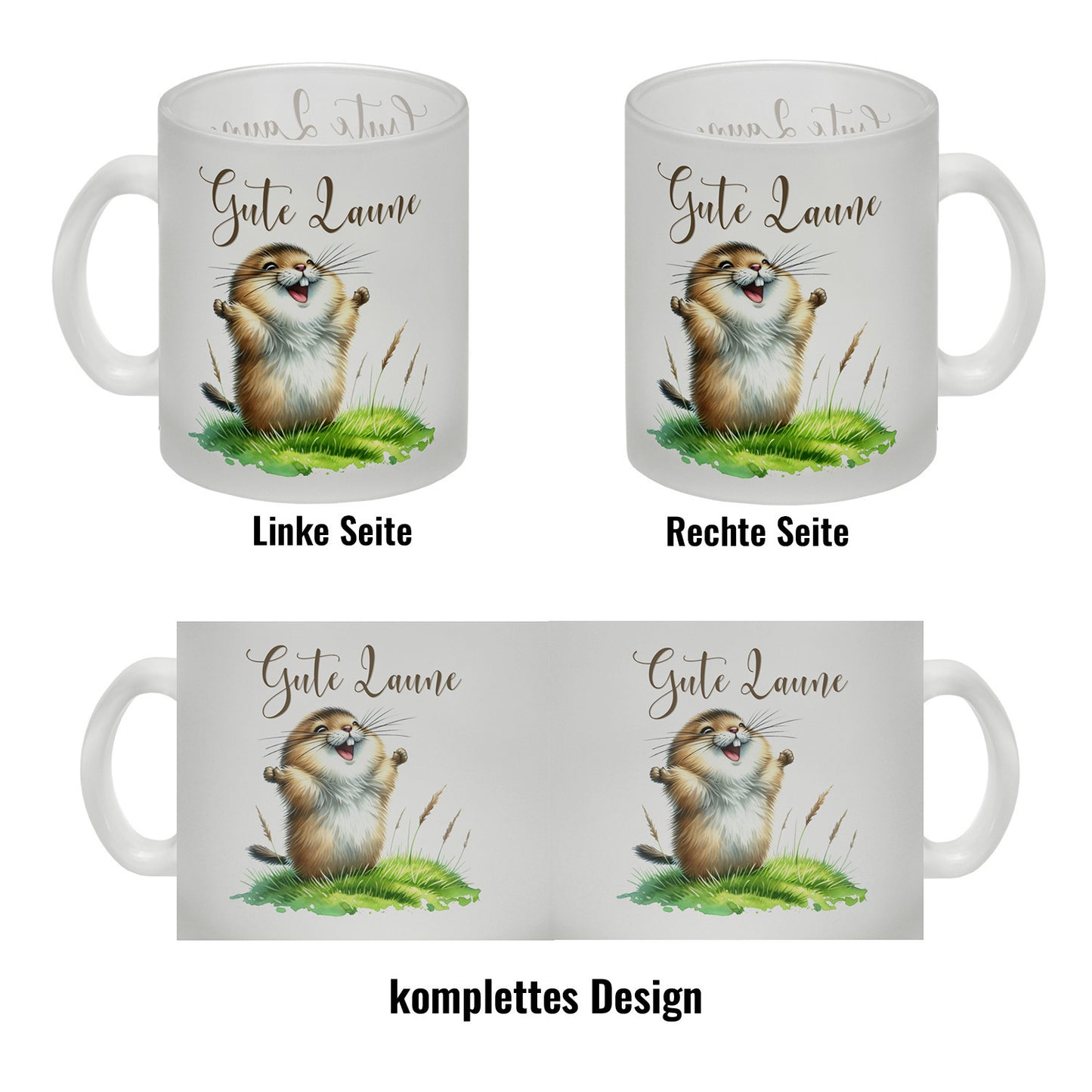 jubelnder Lemming Glas Tasse mit Spruch Gute Laune