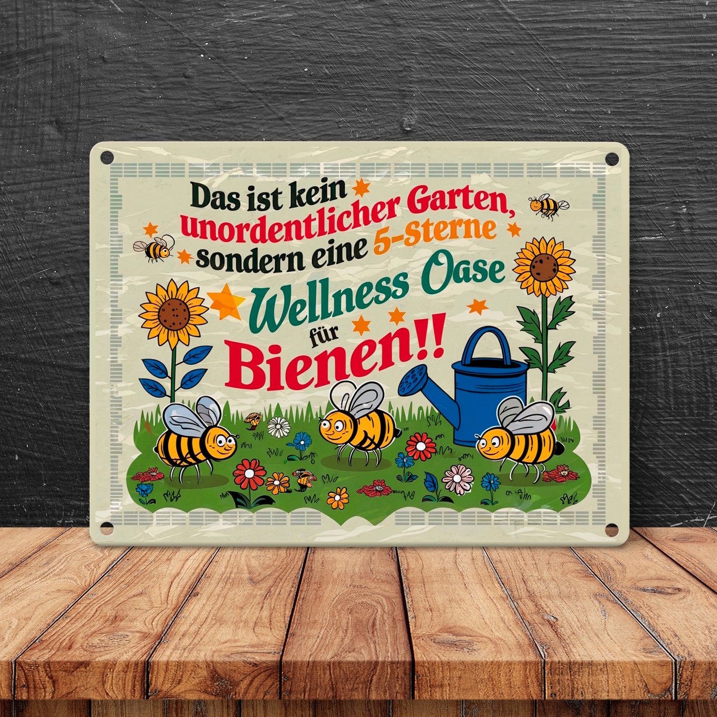 5-Sterne Wellness Oase für Bienen Metallschild in 15x20 cm