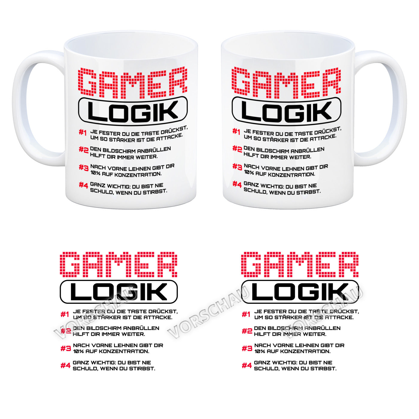 Gamer Logik Kaffeebecher in rot