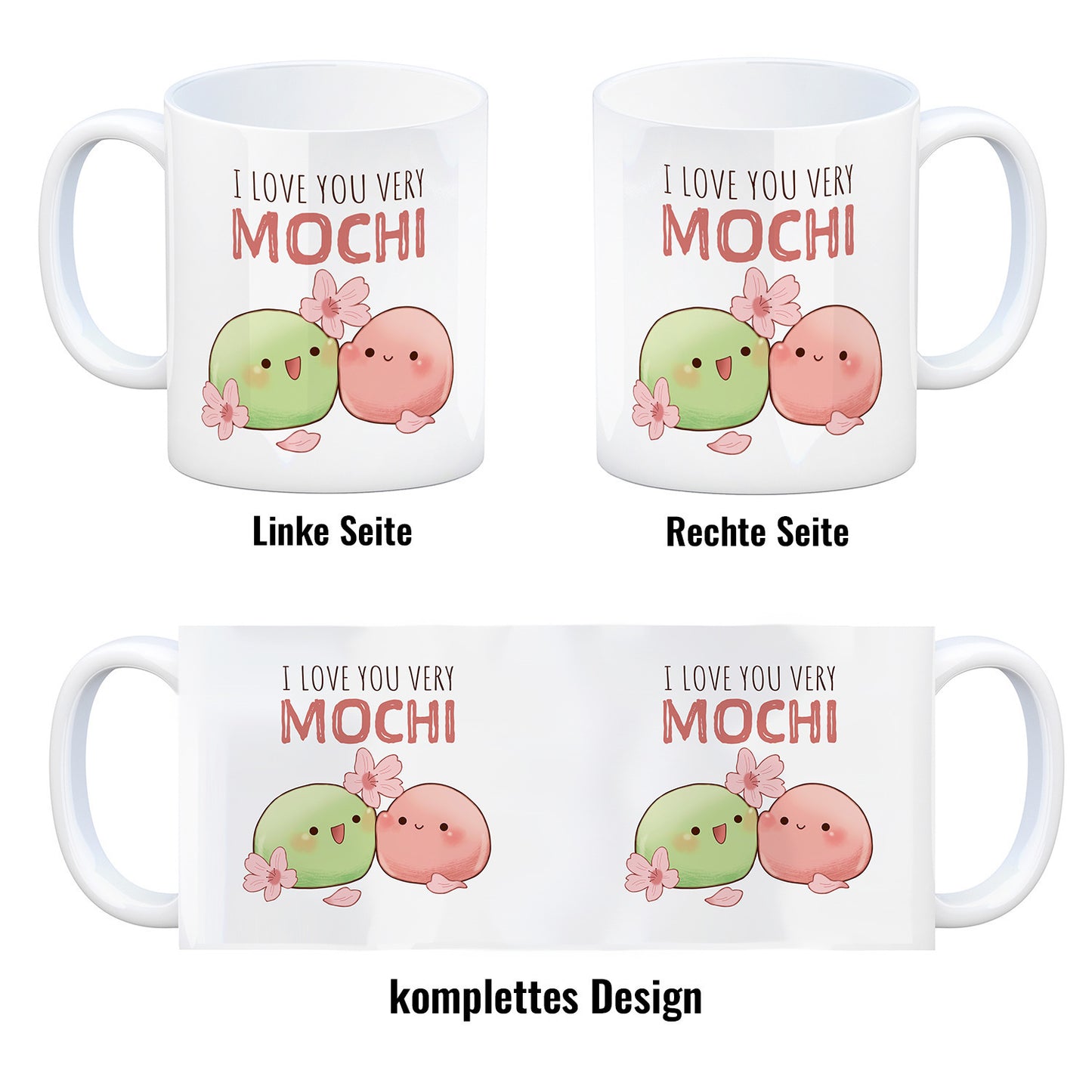 Mochi Paar Kaffeebecher mit Spruch I love you very Mochi