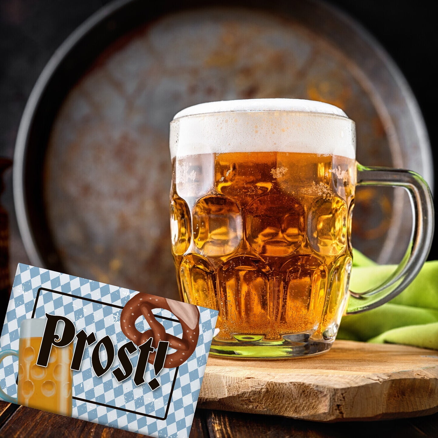 Prost! Souvenir Magnet mit Brezel und Bierkrug