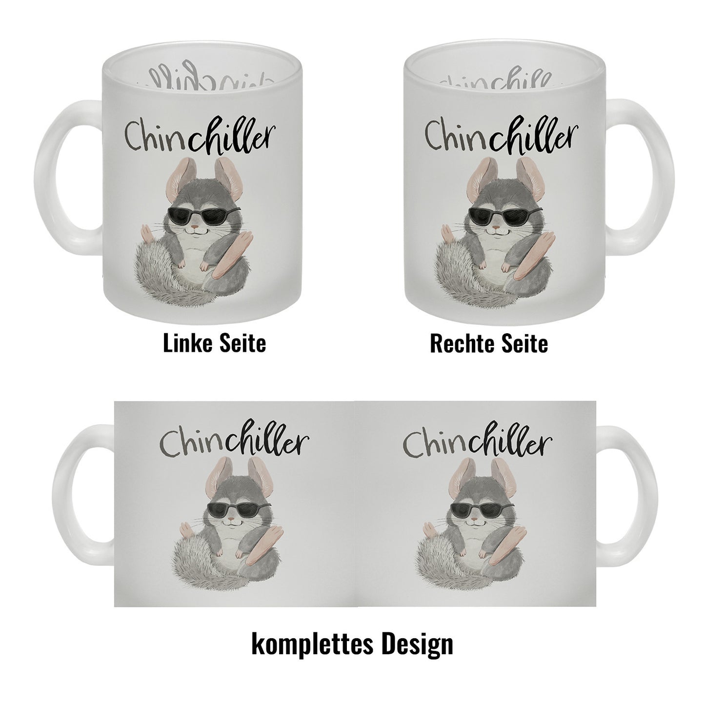 Chinchilla Glas Tasse mit Spruch Chinchiller