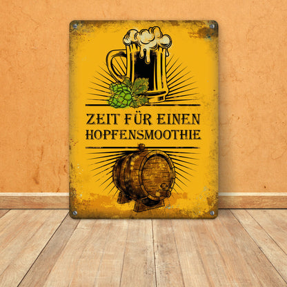 Metallschild XL mit Spruch: Zeit für einen Hopfensmoothie