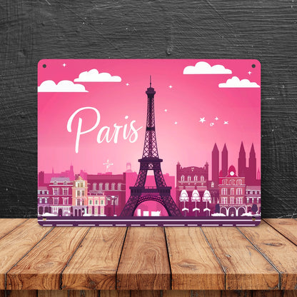 Paris Skyline Metallschild XL in 21x28 cm