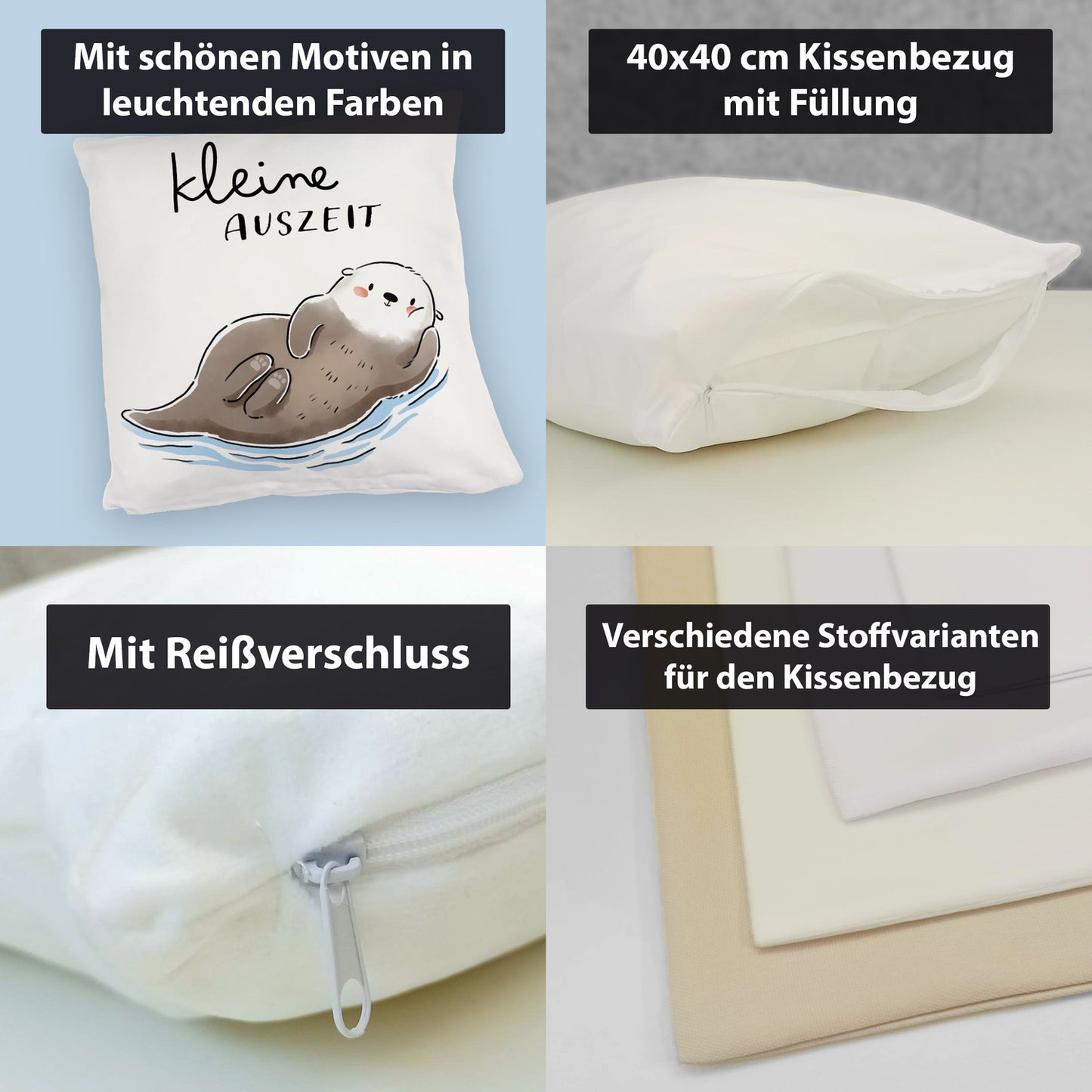 Otter Kuschelkissen mit Spruch Kleine Auszeit