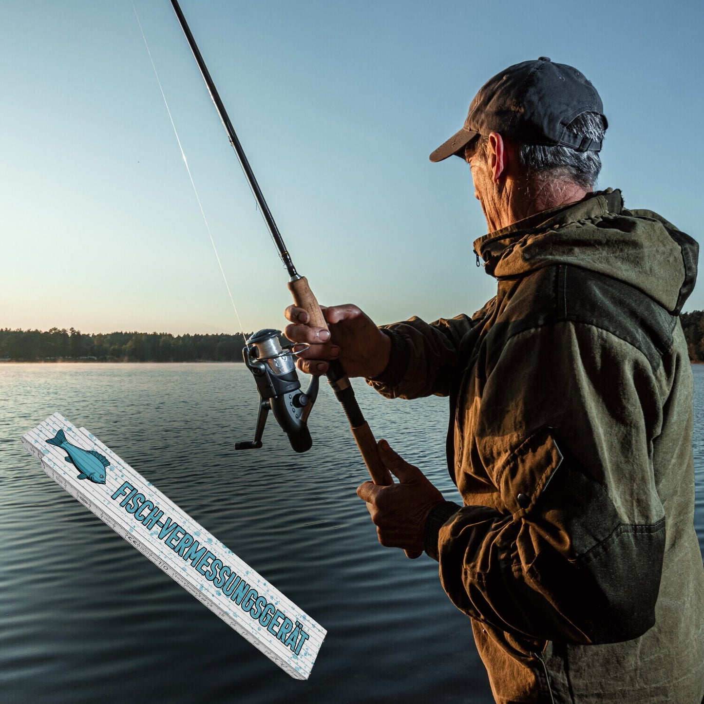 Fisch-Vermessungsgerät Meterstab aus Holz für Angler