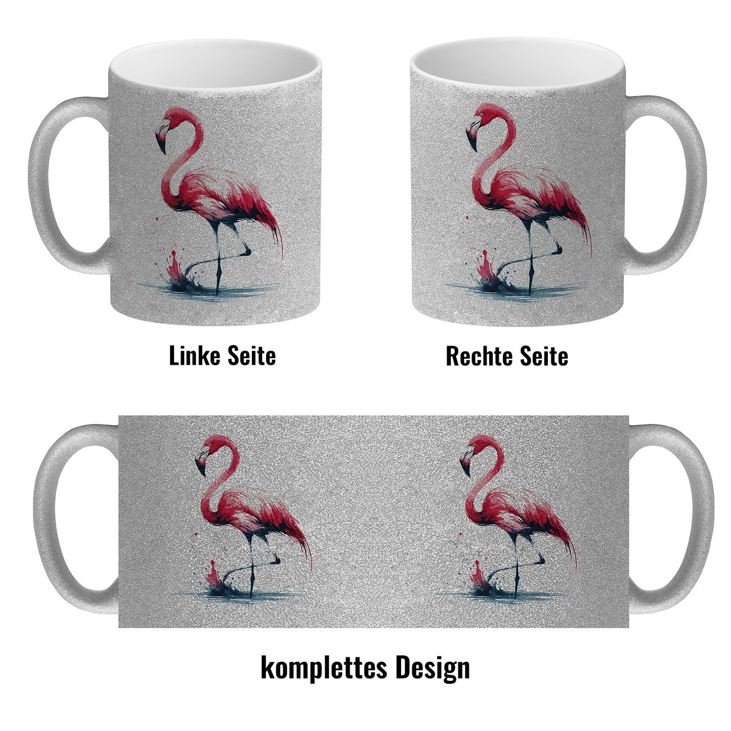 Rosa Flamingo Glitzer-Kaffeebecher