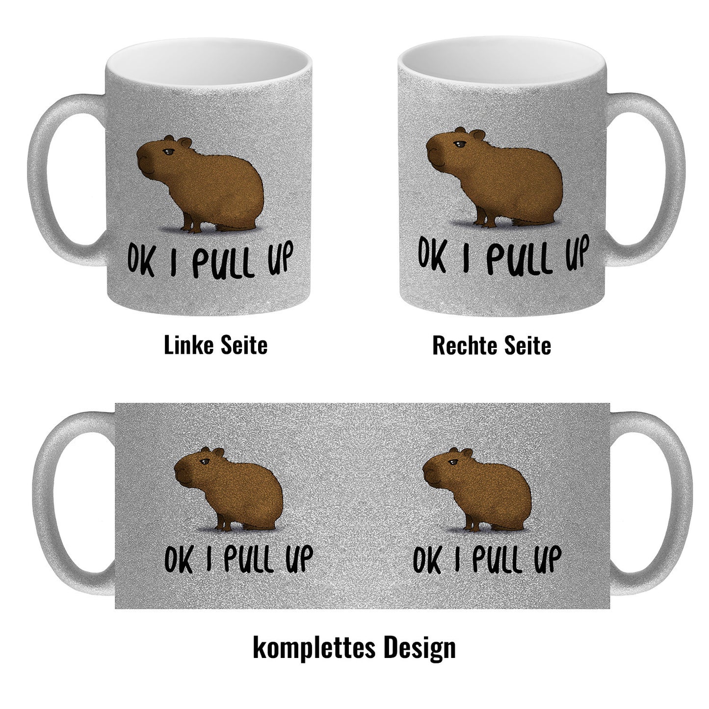 Ok I pull up normales Capybara Meme Glitzer-Kaffeebecher