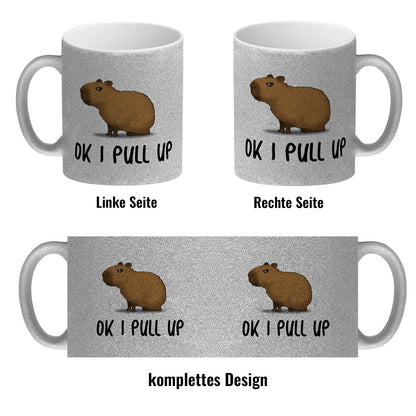 Ok I pull up normales Capybara Meme Glitzer-Kaffeebecher