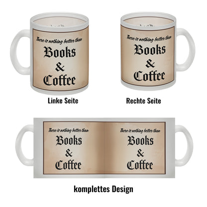 Büchernarr Glas Tasse im Buchdesign mit Spruch