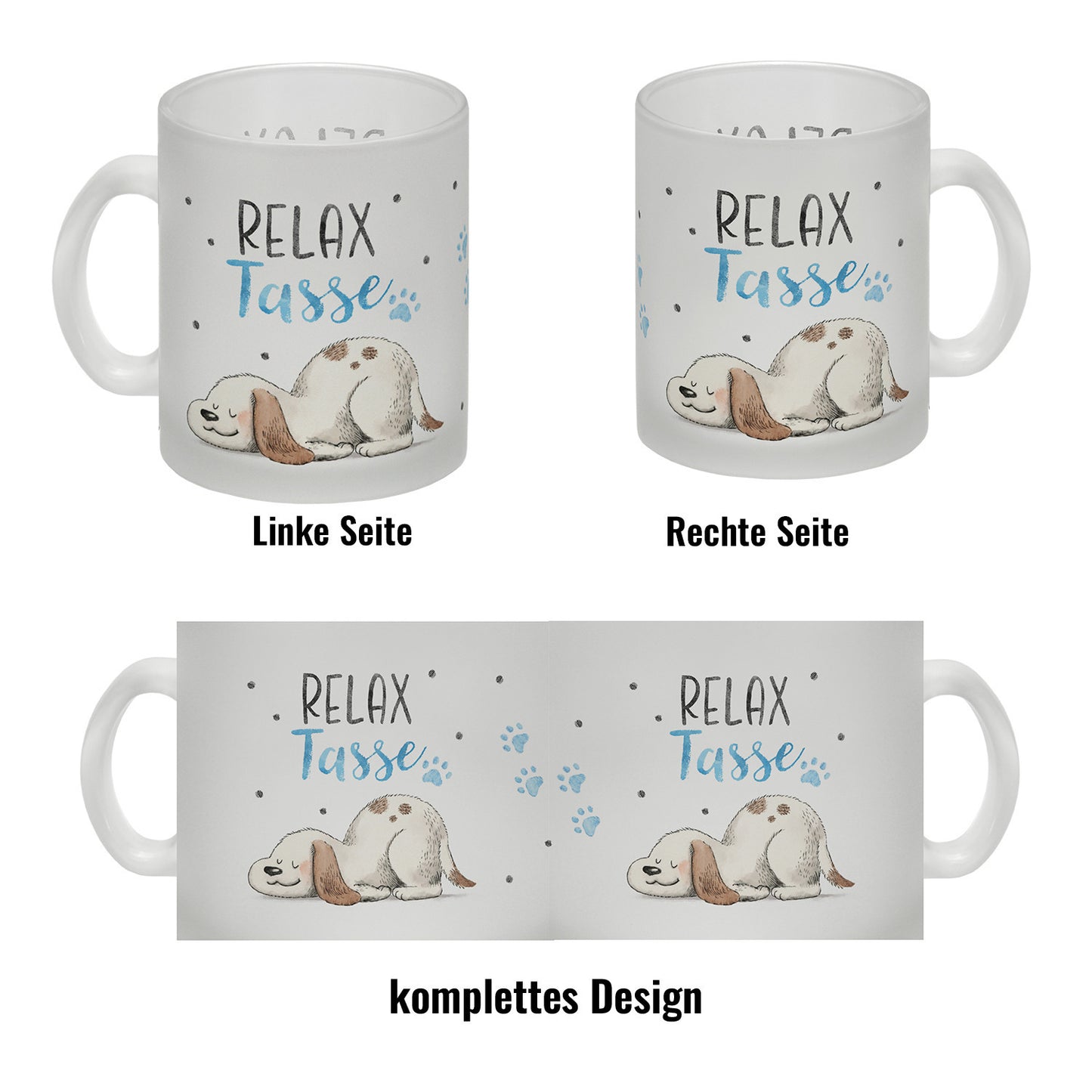 Relaxter Hund Glas Tasse mit Spruch Relax Tasse