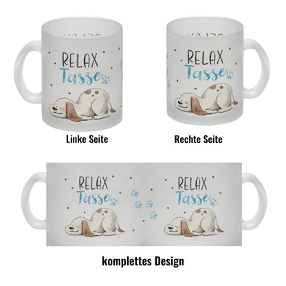 Relaxter Hund Glas Tasse mit Spruch Relax Tasse