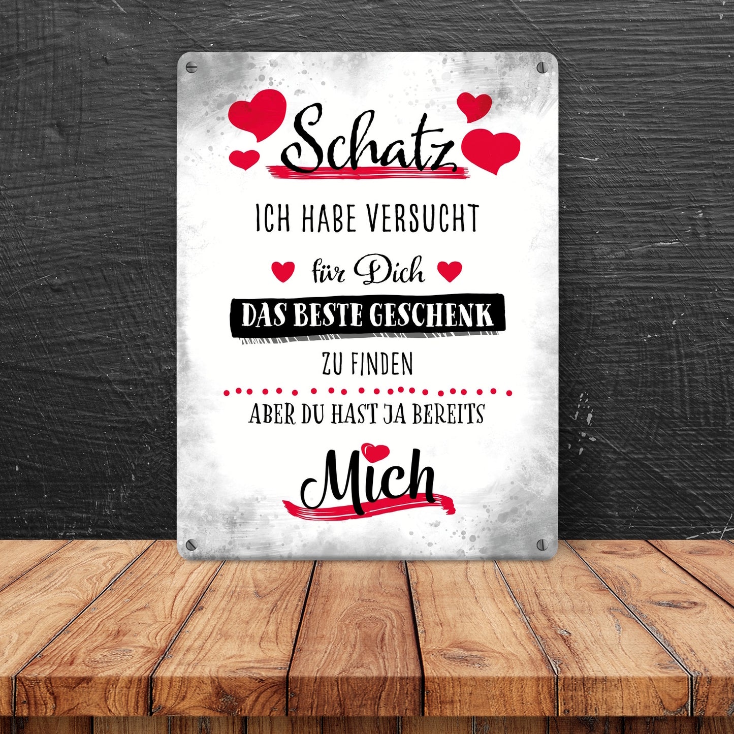 Bestes Geschenk für Schatz zum Valentinstag Metallschild XL in 21x28 cm