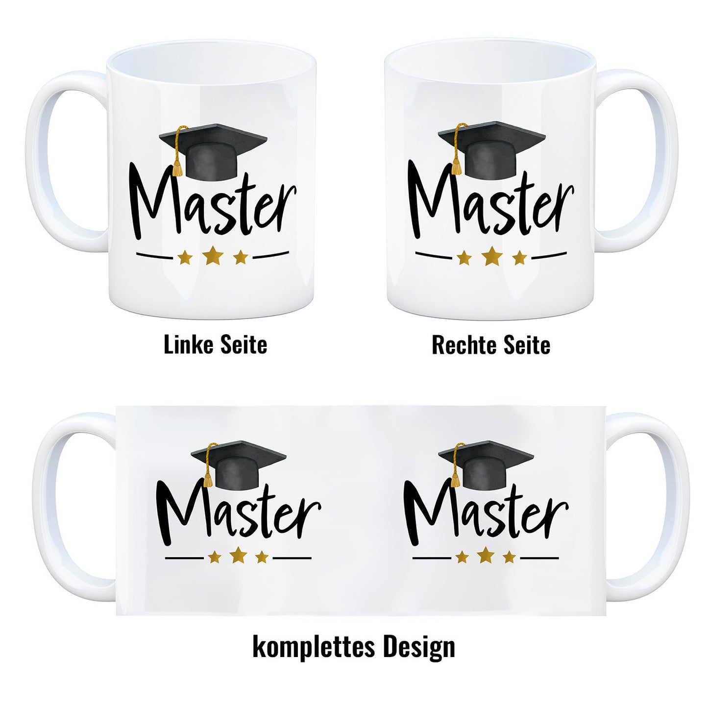 Master bestanden Kaffeebecher mit Masterhut