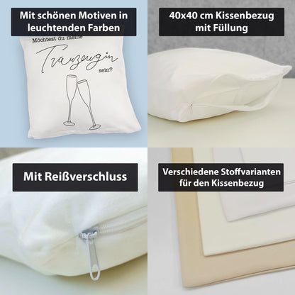 Trauzeugin Kuschelkissen mit Spruch Möchtest du meine Trauzeugin sein