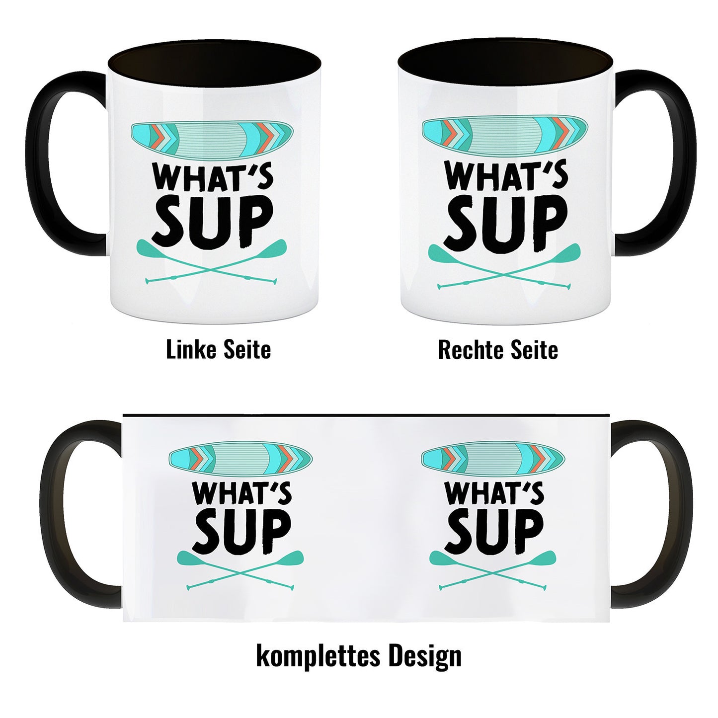 What's sup Kaffeebecher Schwarz für stand up paddler