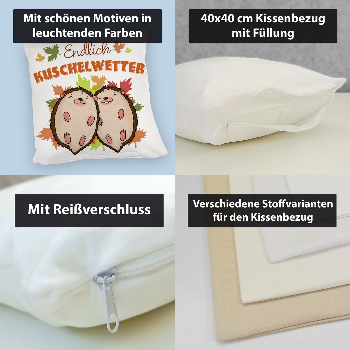 Endlich Kuschelwetter herbstliches Kuschelkissen mit Igelpaar