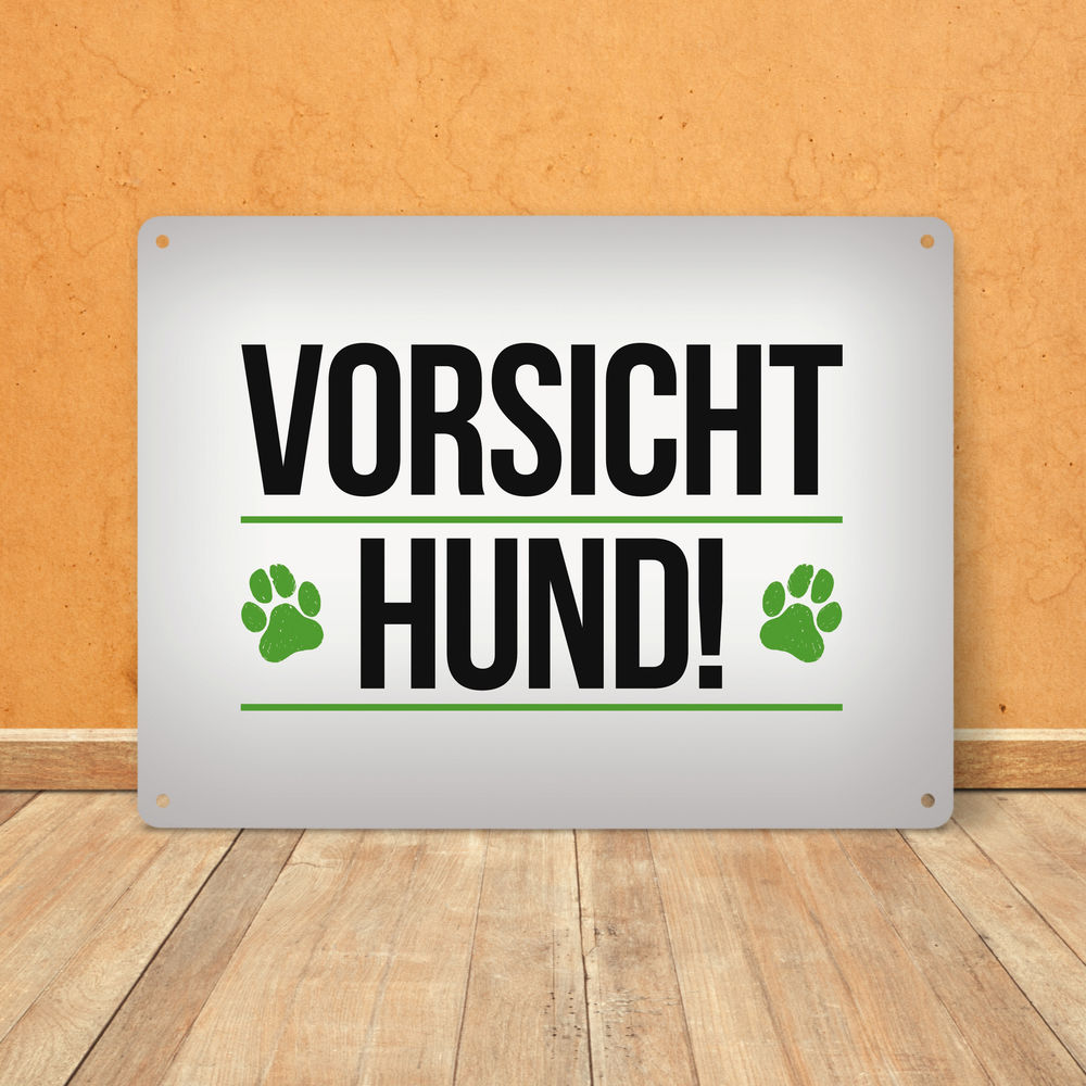 Metallschild XL mit Spruch: Vorsicht Hund!