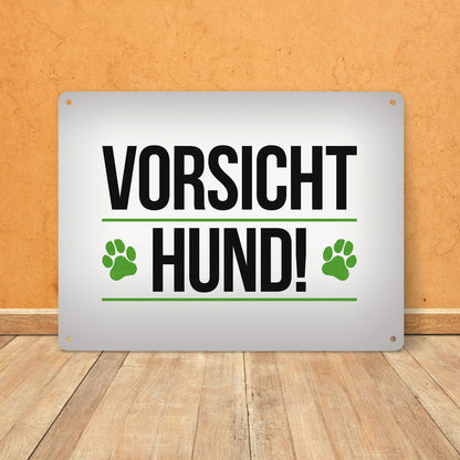 Metallschild XL mit Spruch: Vorsicht Hund!