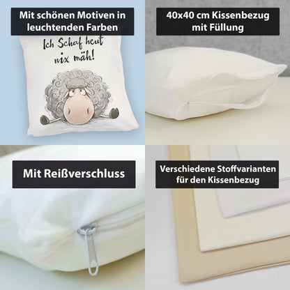 Schaf Kuschelkissen mit Spruch Ich Schaf heut nix mäh