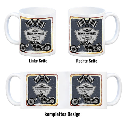 Motorradfahrer und Biker Kaffeebecher bzw. Tasse zum 70. Geburtstag als Geschenk