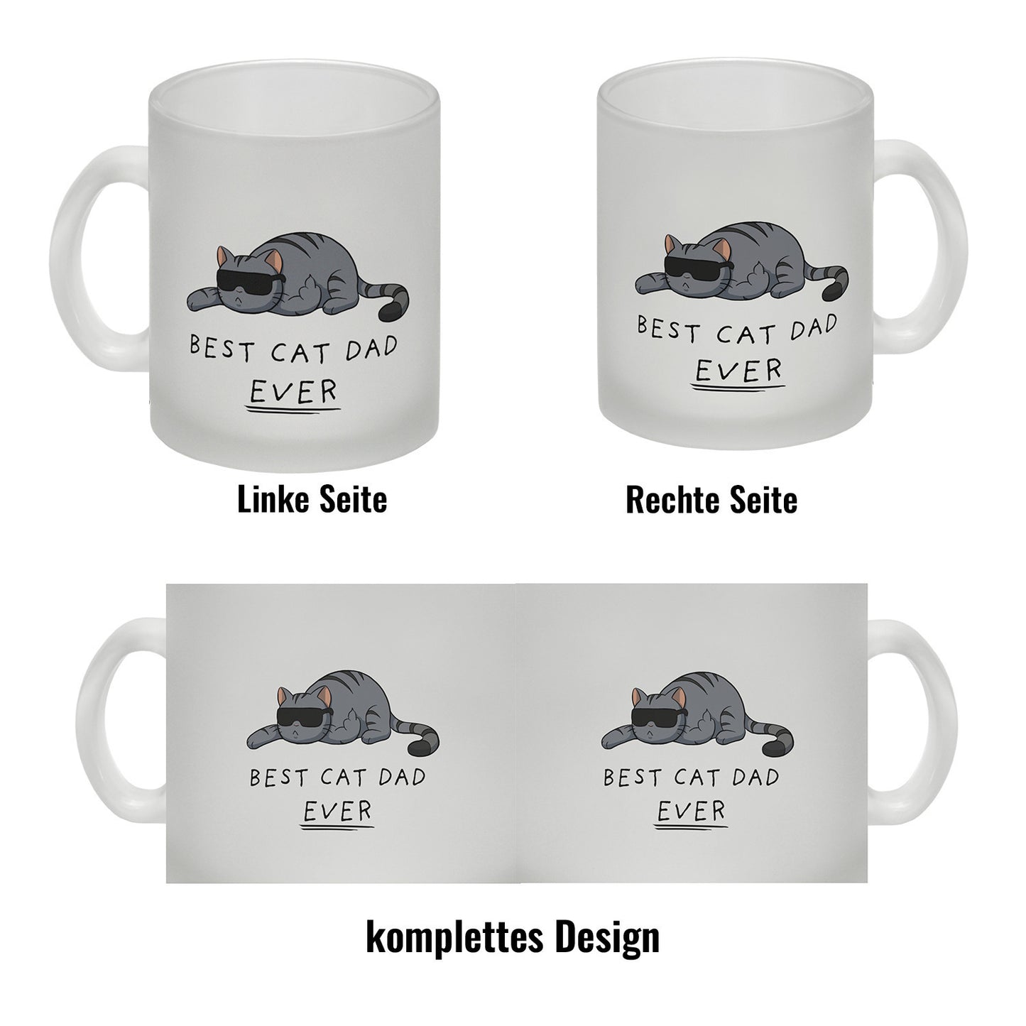 Best cat dad ever. Glas Tasse Der Kaffeebecher ist ideal für Katzenliebhaber, die das gern auf humoristische Art zeigen. Der Becher ist ideal für zu Hause, aber auch auf der Arbeit oder im Büro. Verschenke den Becher an Männer, Kollegen und Freunde zum Ge