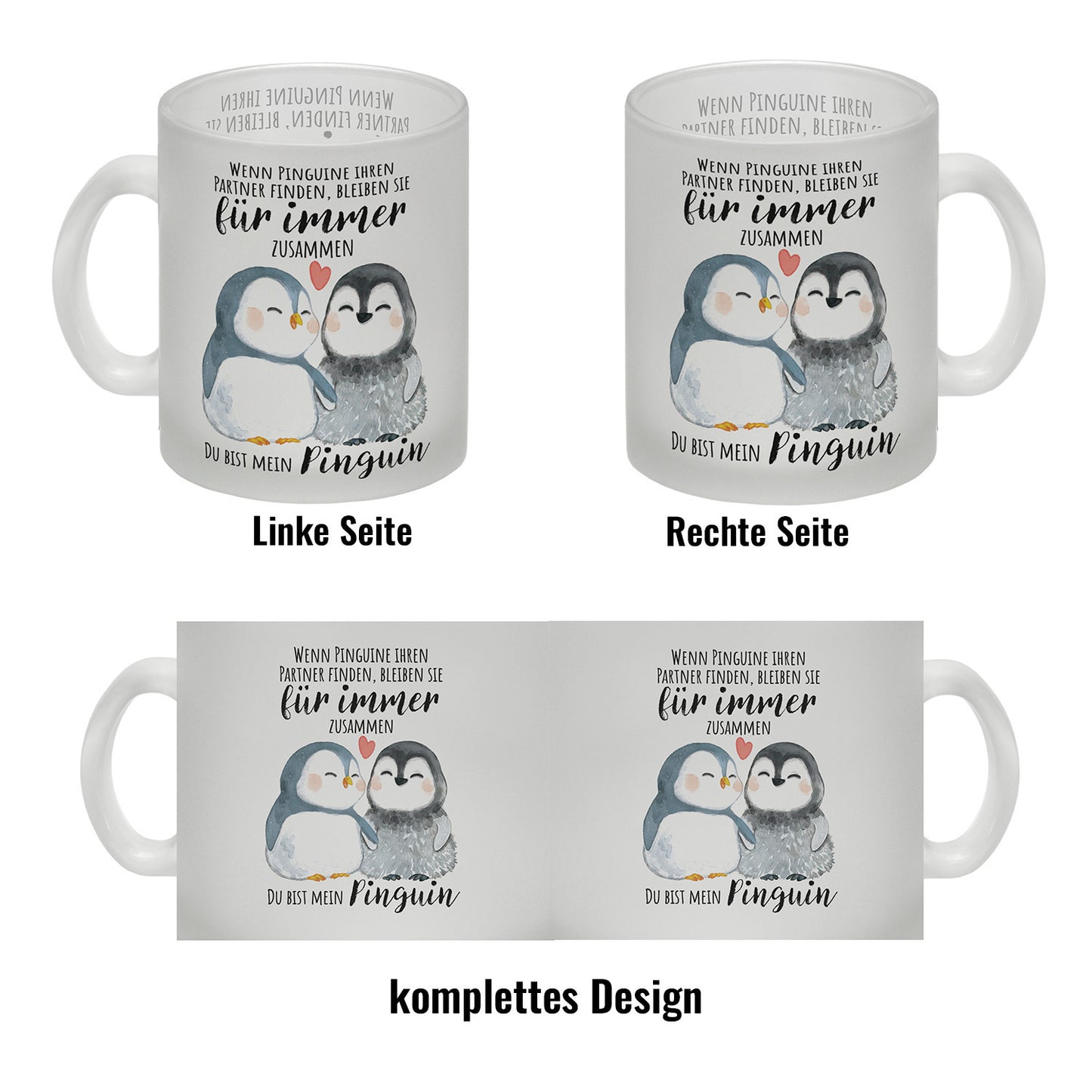 Pinguin Glas Tasse mit Spruch Du bist mein ewiger Pinguin