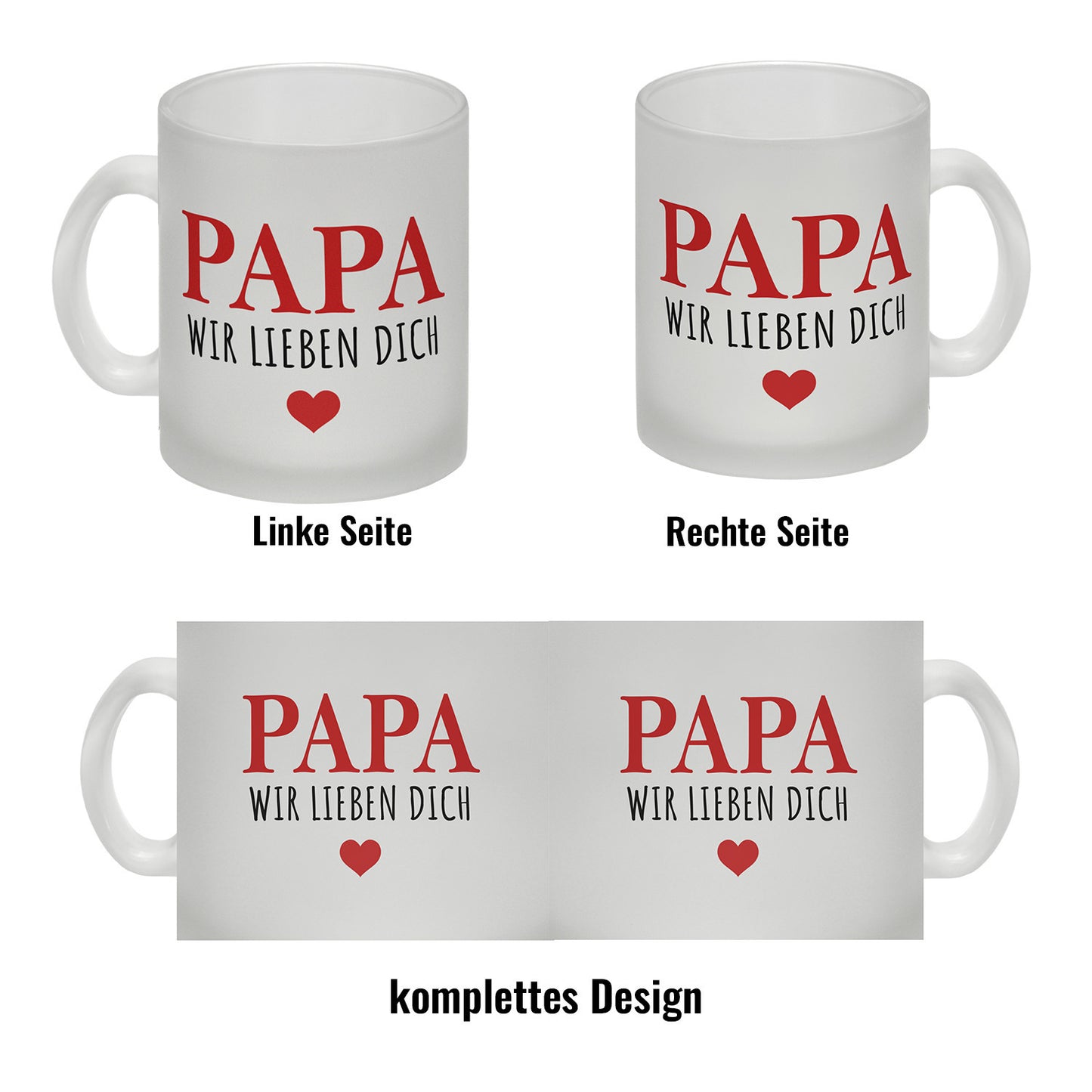 Papa wir lieben dich Glas Tasse in rot mit Herz