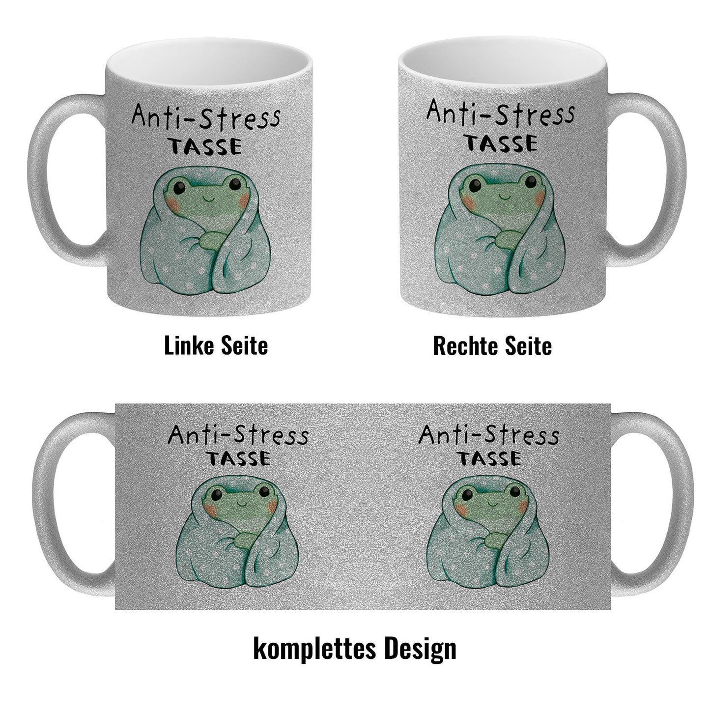 Frosch in blauer Decke mit Spruch Anti-Stress Tasse