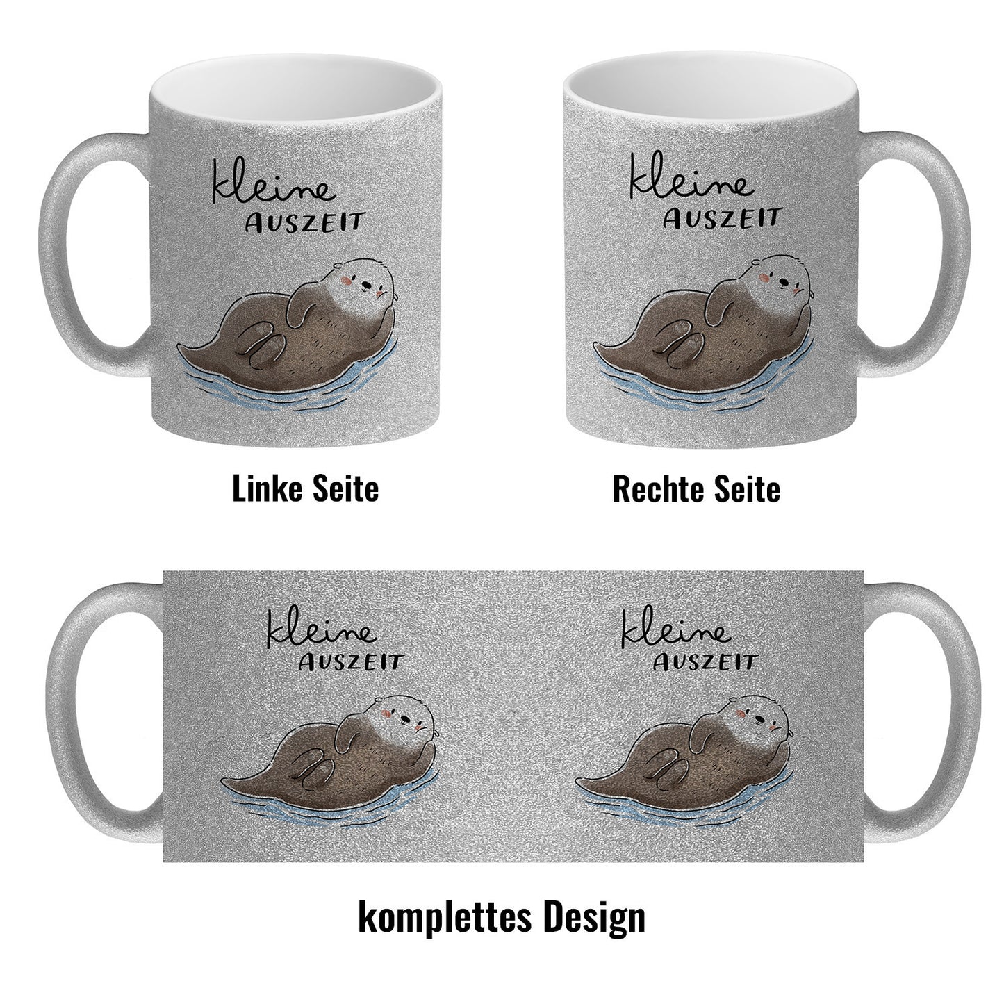 Otter Glitzer-Kaffeebecher mit Spruch Kleine Auszeit