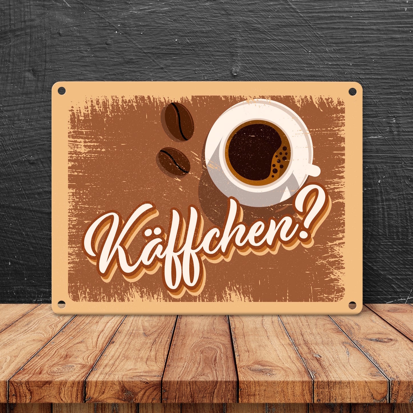 Käffchen? Metallschild im Retrolook mit Kaffee-Motiv