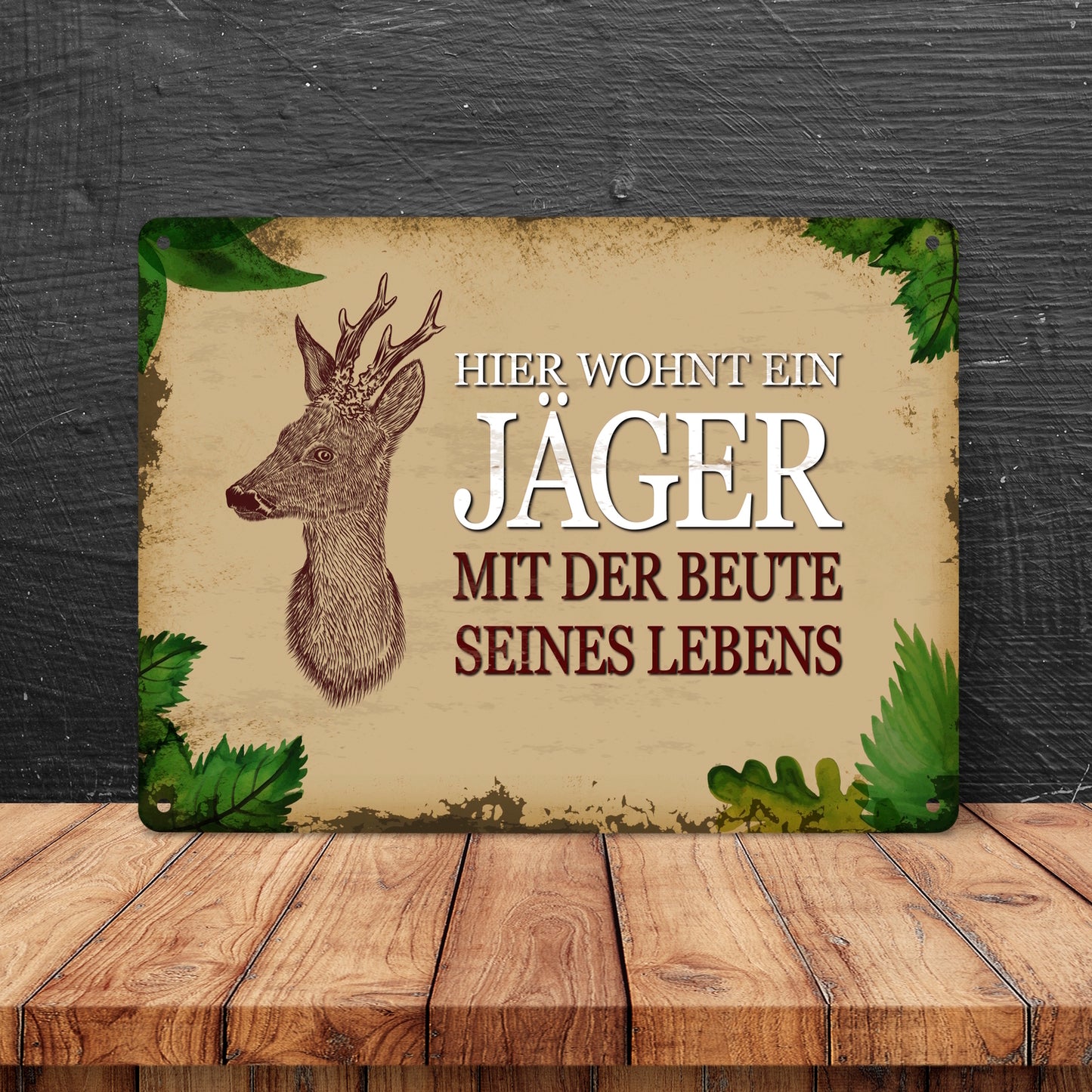 Metallschild XL mit Spruch: Hier wohnt ein Jäger - mit ...