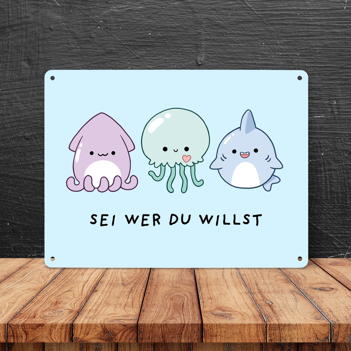 Jelly & Friends Metallschild XL in 21x28 cm mit Spruch Sei wer du willst