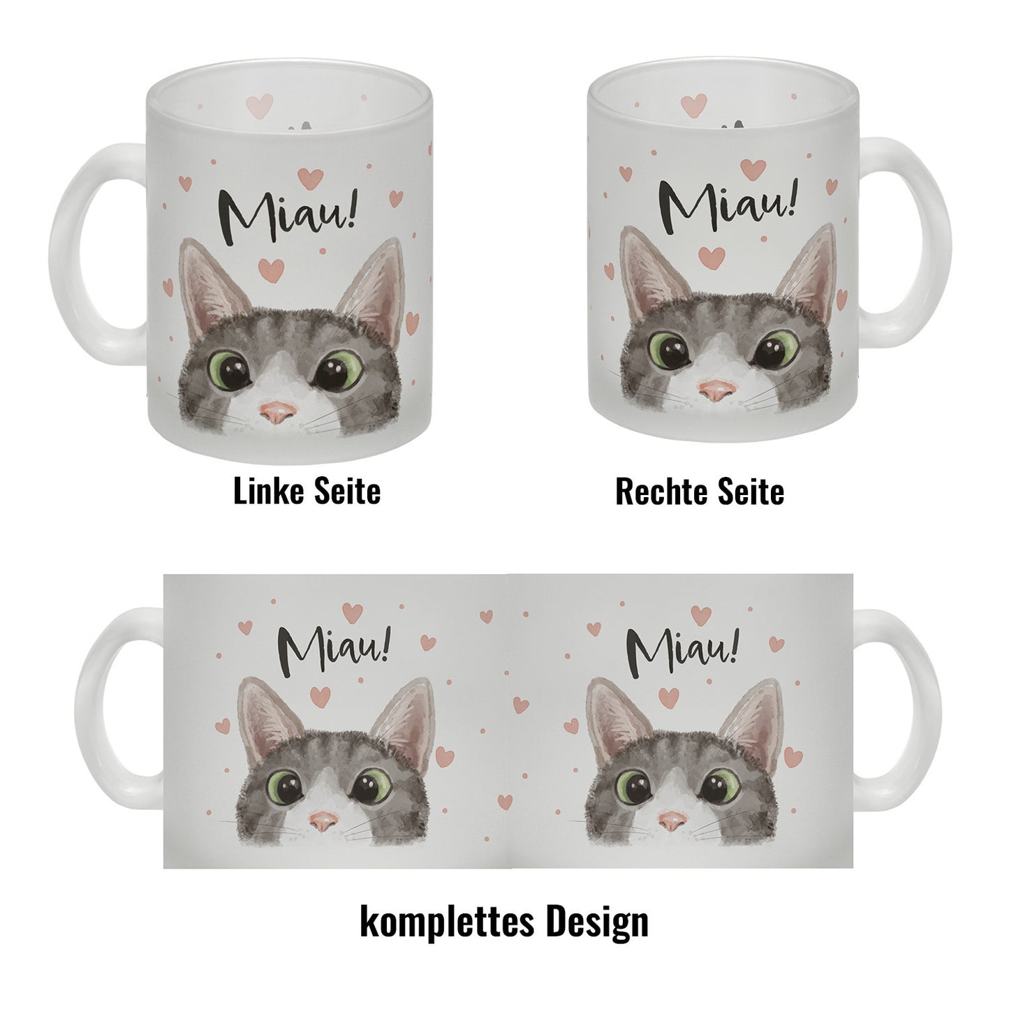 Miau Katze Glas Tasse