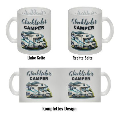 Wohnmobil Glas Tasse mit Spruch Glücklicher Camper